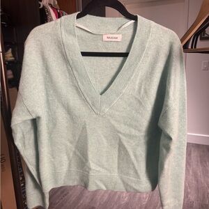 NAADAM Women's Light Green V-Neck Sweater